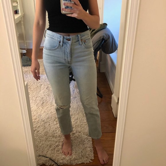 Madewell Denim - Madewell Light Wash Distressed Straight Leg Jeans